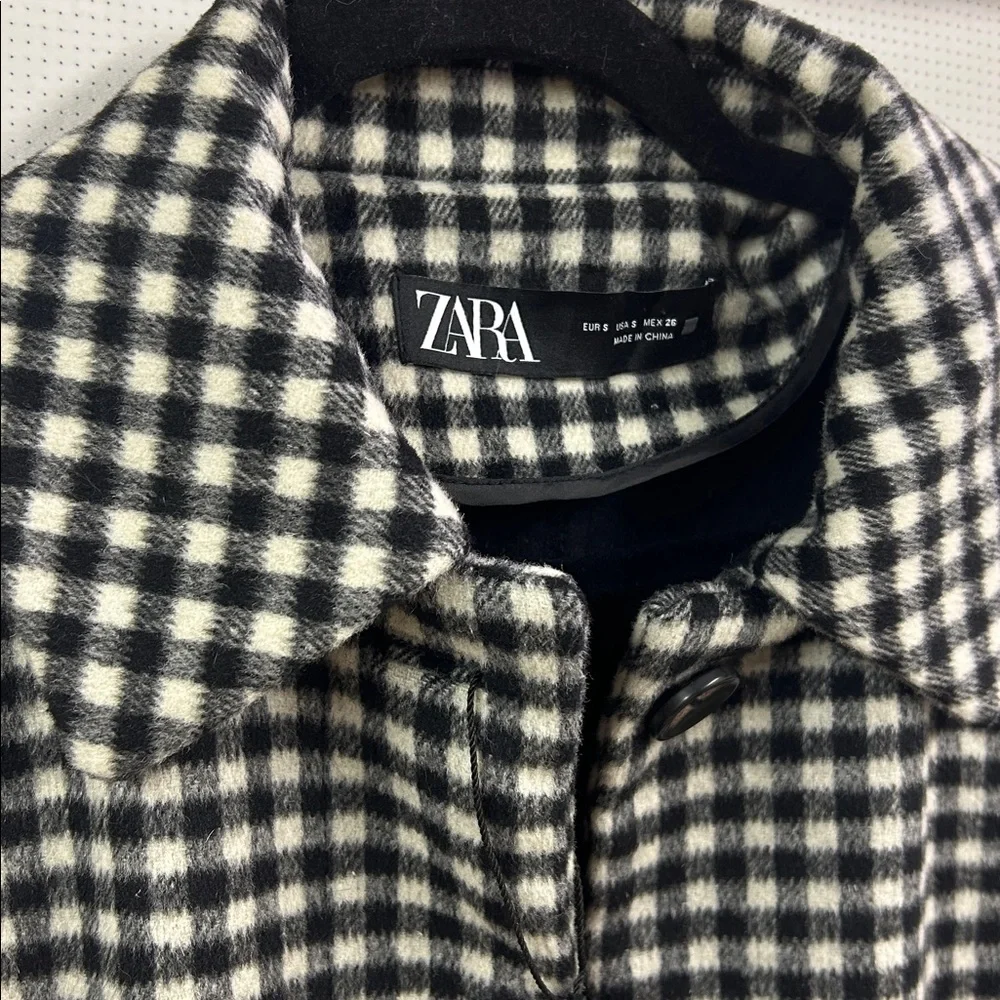 ZARA Women’s Check Wool-Blend Jacket • NWOT • Size S - Picture 2 of 7